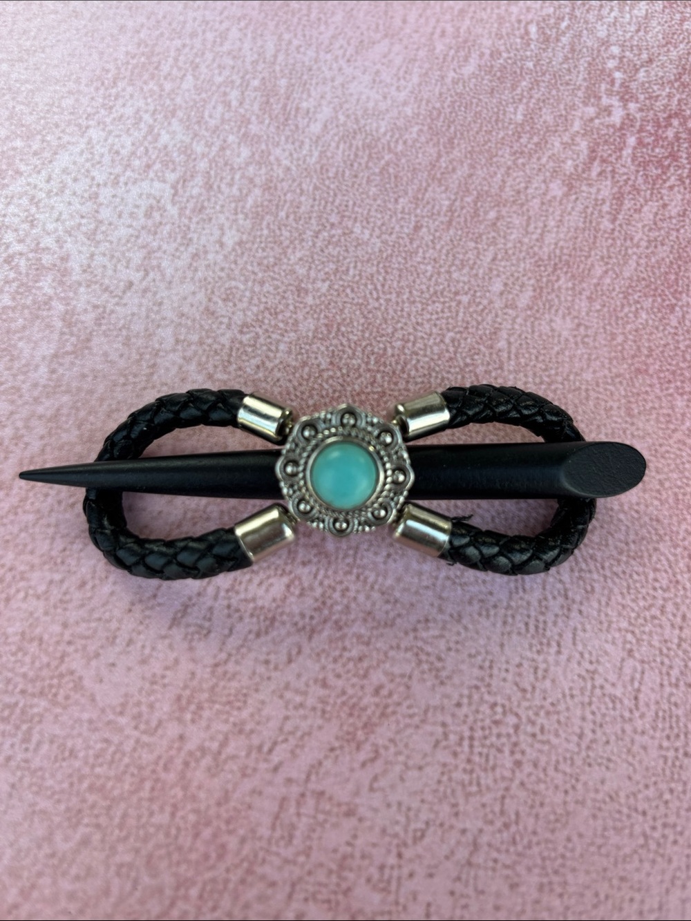 Black Braided Hair Stick with Turquoise Accent Lila Rose flexi hair clip small
